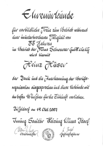 Jubiläen Betriebszugehörigkeit MitarbeiterInnen